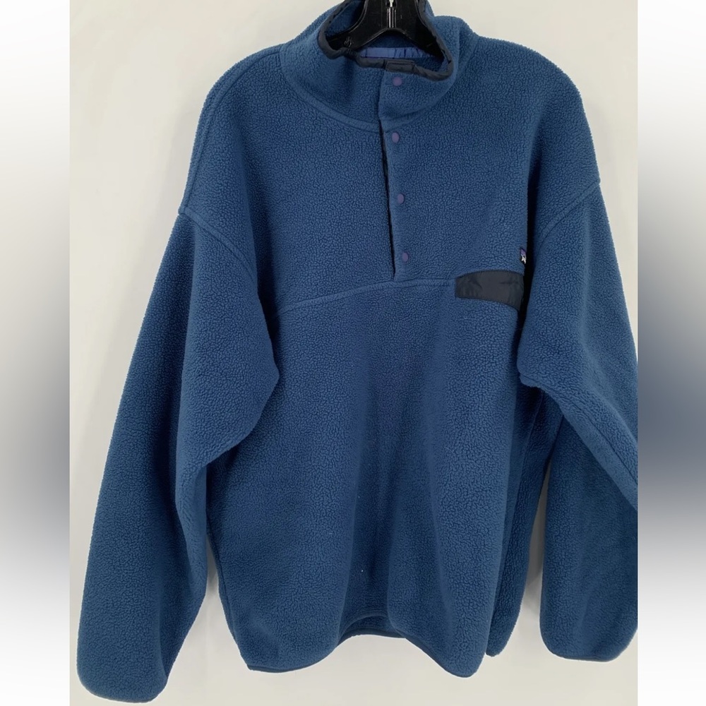 Patagonia Mens Blue Long Sleeve Snap T Pullover Fleece Jacket XL
